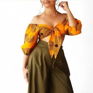 Vibrant Orange Off-Shoulder Women's Top